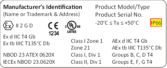 Example label with ingress protection (IP) indicated Example label with ingress protection (IP) indicated